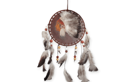 attrape rêves en cuir tête de chef amérindien