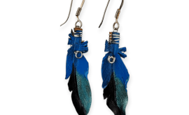 boucle d'oreilles en cuir en forme de plume d'oiseau